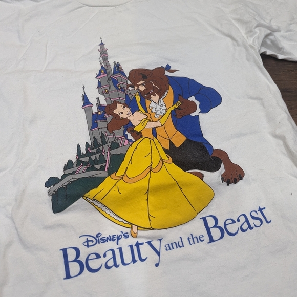 Vintage Beauty & the Beast Disney Graphic Tee 90s Belle Princess - Picture 2 of 6